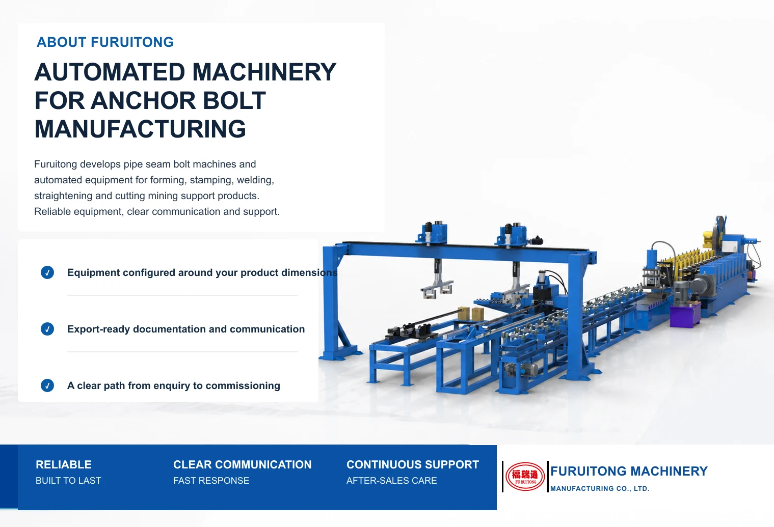 Focused machinery for anchor bolt manufacturing.